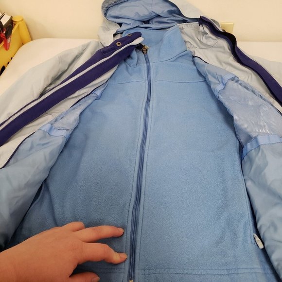 Ll Bean Womens Trail Model Waterproof 3 In 1 Jacket Size XL Blue Hooded Pockets - Picture 11 of 16